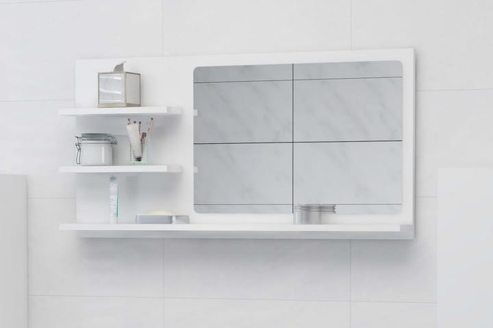 Kylpyhuonepeili korkeakiilto valkoinen 90x10,5x45 cm - Valkoinen - Sisustustuotteet - Peilit