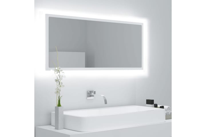 Kylpyhuonepeili LED 100x8,5x37 cm - Valkoinen - Sisustustuotteet - Peili