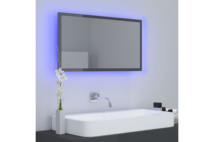 Kylpyhuonepeili LED harmaa 80x8,5x37 cm lastulevy - Harmaa - Sisustustuotteet - Peili