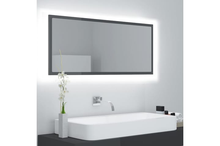 Kylpyhuonepeili LED korkeakiilto harmaa 100x8,5x37  cm - Harmaa - Sisustustuotteet - Peili