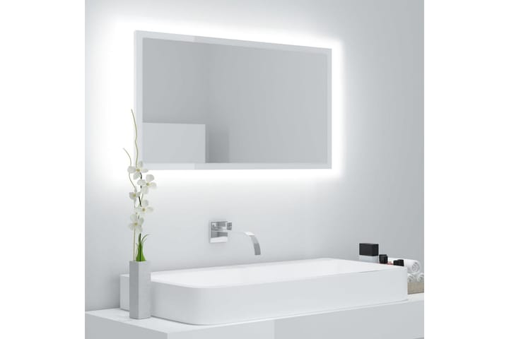 Kylpyhuonepeili LED valk. 80x8,5x37 cm lastulevy - Valkoinen - Sisustustuotteet - Peilit