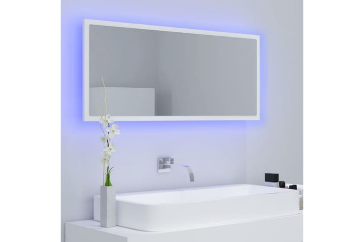 Kylpyhuonepeili LED valkoinen 100x8,5x37 cm lastulevy - Valkoinen - Sisustustuotteet - Peilit