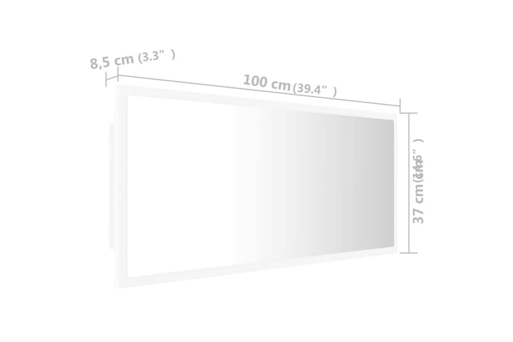 Kylpyhuonepeili LED valkoinen 100x8,5x37 cm lastulevy - Valkoinen - Sisustustuotteet - Peilit