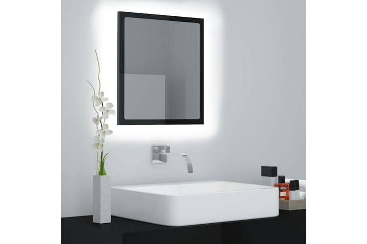 LED-kylpyhuonepeili korkeakiilto musta 40x8,5x37 cm - Sisustustuotteet - Peili