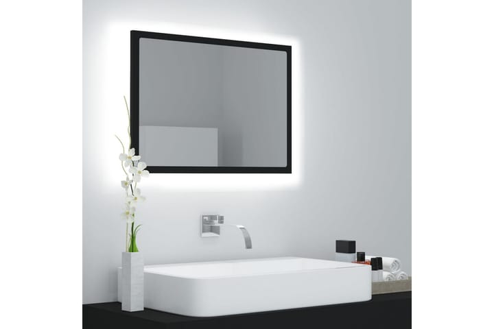 LED-kylpyhuonepeili musta 60x8,5x37 cm lastulevy - Musta - Valaistus - Kylpyhuonevalaistus - Kylpyhuonepeili valaistuksella