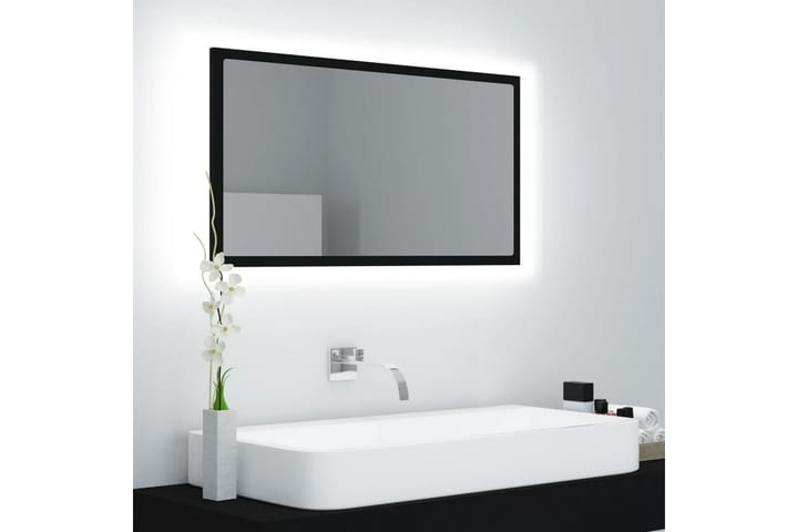 LED-kylpyhuonepeili musta 80x8,5x37 cm lastulevy - Musta - Valaistus - Kylpyhuonevalaistus - Kylpyhuonepeili valaistuksella