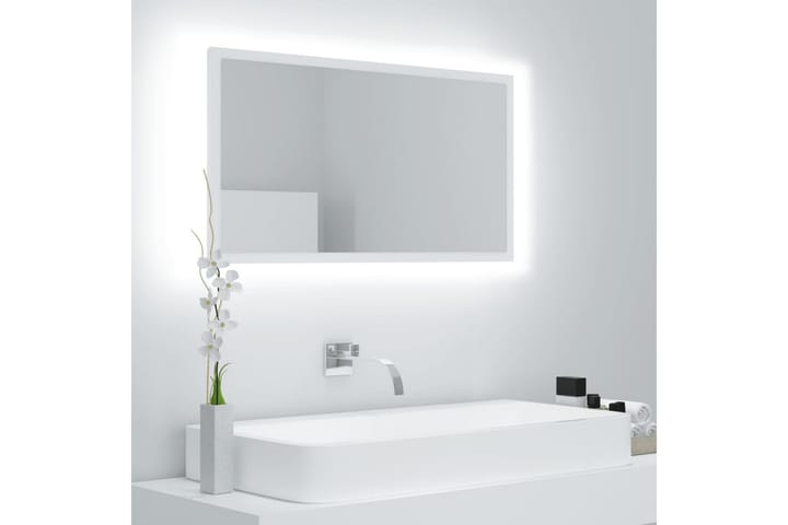 LED-kylpyhuonepeili valkoinen 80x8,5x37 cm lastulevy - Valkoinen - Sisustustuotteet - Peili