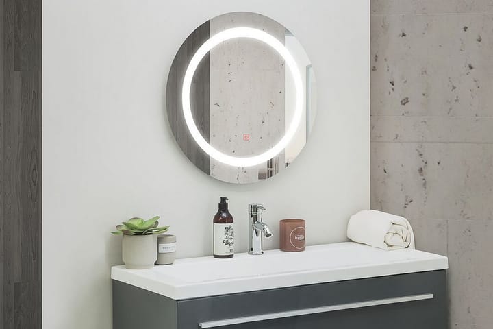 Peili Cemre LED Pyöreä 58x58 cm - Hopea - Valaistus - Kylpyhuonevalaistus - Kylpyhuonepeili valaistuksella