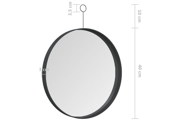 Riippuva peili koukulla 40 cm musta - Sisustustuotteet - Peilit