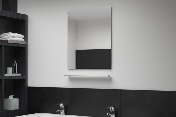 Seinäpeili hyllyllä 50x60 cm karkaistu lasi - Hopea - Talo & remontointi - Keittiö & kylpyhuone - Kylpyhuone - Kylpyhuonekalusteet - Kylpyhuoneen peilit