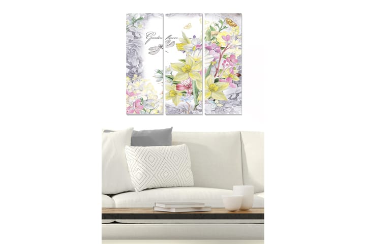 Canvastaulu Floral 3-pak Monivärinen - 20x50 cm - Sisustustuotteet - Seinäkoristeet - Canvas-taulut