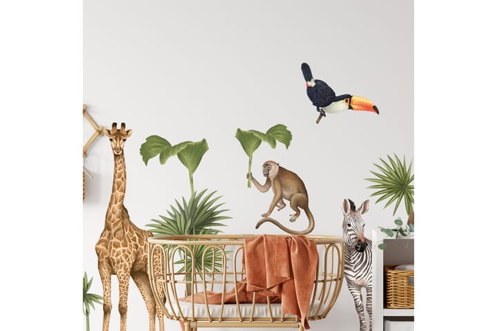 Sisustustarrat Safarin Eläimet I 8Kpl - Pastelowe - Sisustustuotteet - Seinäkoristeet - Seinätarrat