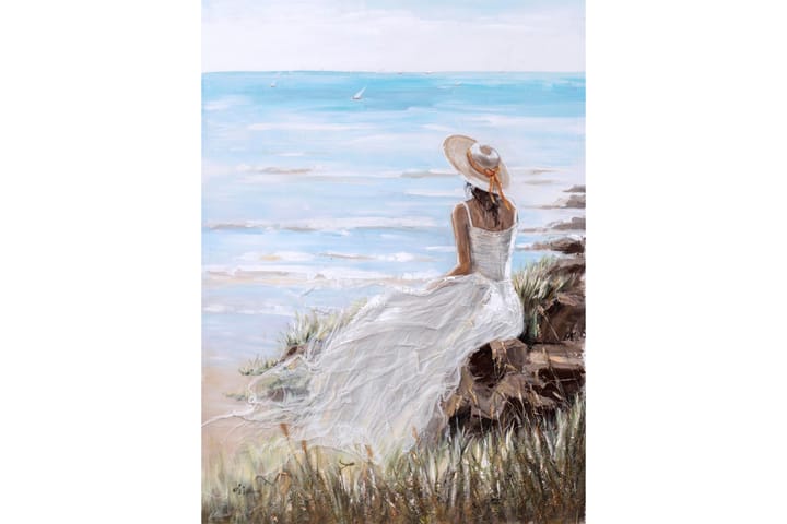 Öljyvärimaalaus Lady On The Beach 90x120 cm - Sisustustuotteet - Taulut & taide - Canvas-taulut