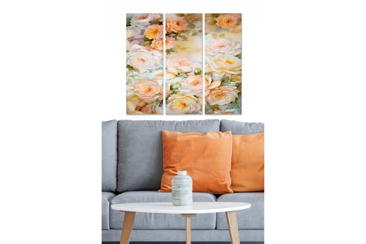 Canvastaulu Floral 3-pak Monivärinen - 20x50 cm - Sisustustuotteet - Seinäkoristeet