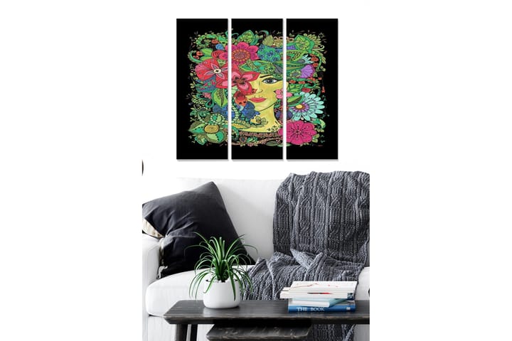 Taulu Floral 3-pak Monivärinen - 20x50 cm - Sisustustuotteet - Seinäkoristeet