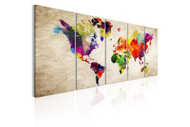 Taulu World Map Painted World 200x80 - Saatavana usean kokoisena - Sisustustuotteet - Seinäkoristeet