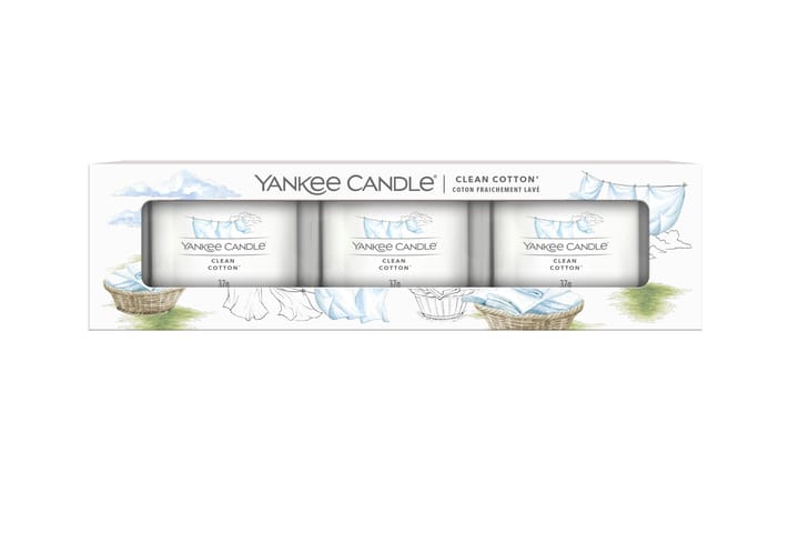 Tuoksukynttilä Filled Votive Clean Cotton 3-pak - Yankee Candle - Sisustustuotteet - Kynttilä & tuoksut