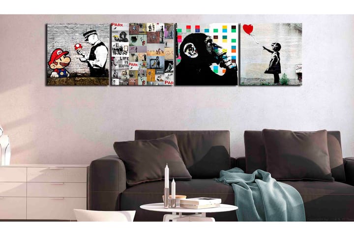 Taulu Banksy Collage (4 Parts) 40x40 - Artgeist sp. z o. o. - Sisustustuotteet - Taulu & taide - Canvas-taulu