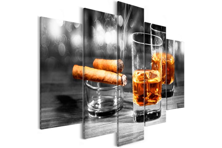 Taulu Cigars And Whiskey 5 Parts Wide 225x100 - Artgeist sp. z o. o. - Sisustustuotteet - Taulut & taide - Canvas-taulut