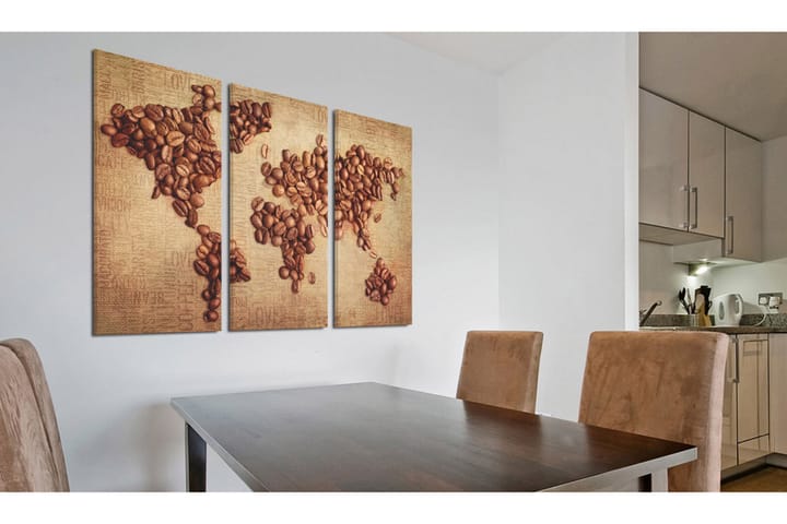 Taulu Kahvia ympäri maailmaa triptyykki 90x60 - Artgeist sp. z o. o. - Sisustustuotteet - Taulut & taide - Canvas-taulut