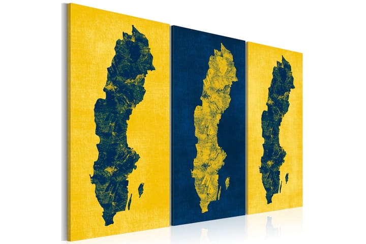 Taulu Maalattu Ruotsin kartta Triptyykki 120x80 - Artgeist sp. z o. o. - Sisustustuotteet - Taulu & taide - Canvas-taulu