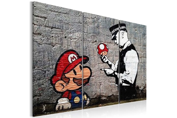 Taulu Super Mario Mushroom Cop By Banksy 90x60 - Artgeist sp. z o. o. - Sisustustuotteet - Taulu & taide - Canvas-taulu