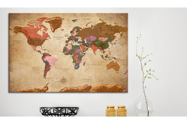 Taulu World Map: Brown Elegance 90x60 - Artgeist sp. z o. o. - Sisustustuotteet - Taulut & taide - Canvas-taulut