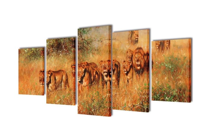 Taulusarja Leijonat 200 x 100 cm - Monivärinen - Sisustustuotteet - Taulut & taide