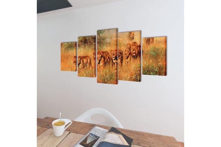 Taulusarja Leijonat 200 x 100 cm - Monivärinen - Sisustustuotteet - Taulut & taide - Canvas-taulut