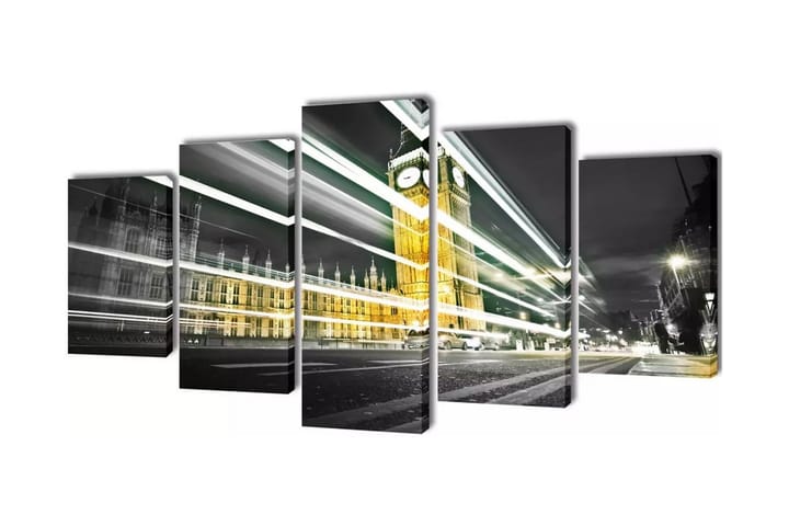 Taulusarja Lontoo Big Ben 200 x 100 cm - Monivärinen - Sisustustuotteet - Taulut & taide