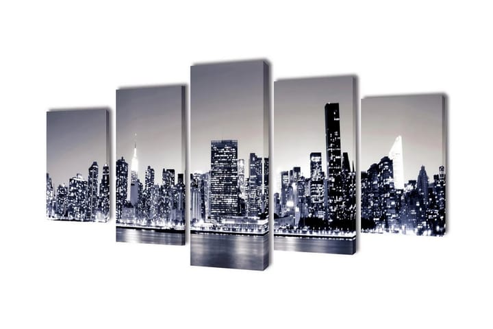 Taulusarja New York Taivaanranta Mustavalkoinen 100 x 50 cm - Monivärinen - Sisustustuotteet - Taulu & taide - Canvas-taulu