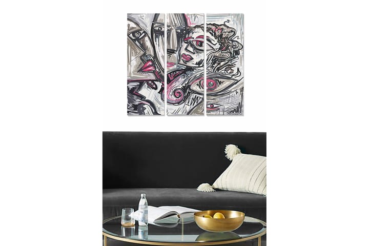 Canvastaulu Abstract 3-pak Monivärinen - 20x50 cm - Sisustustuotteet - Taulu & taide - Juliste