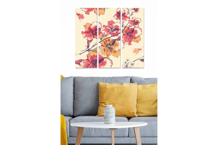 Canvastaulu Floral 3-pak Monivärinen - 20x50 cm - Sisustustuotteet - Taulut & taide - Julisteet