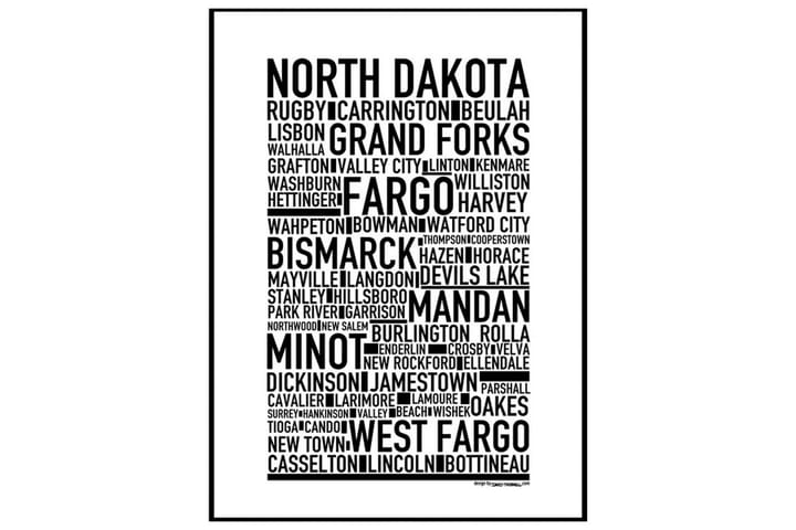 Juliste North Dakota - Saatavilla useita kokoja - Sisustustuotteet - Taulut & taide - Julisteet