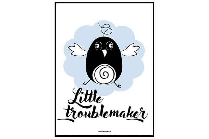 Little Troublemaker Kuvitius/Teksti Sininen/Valkoinen/Musta - 50x70 cm - Sisustustuotteet - Lastenhuoneen sisustus - Lasten seinäkoristeet - Lastenhuoneen julisteet