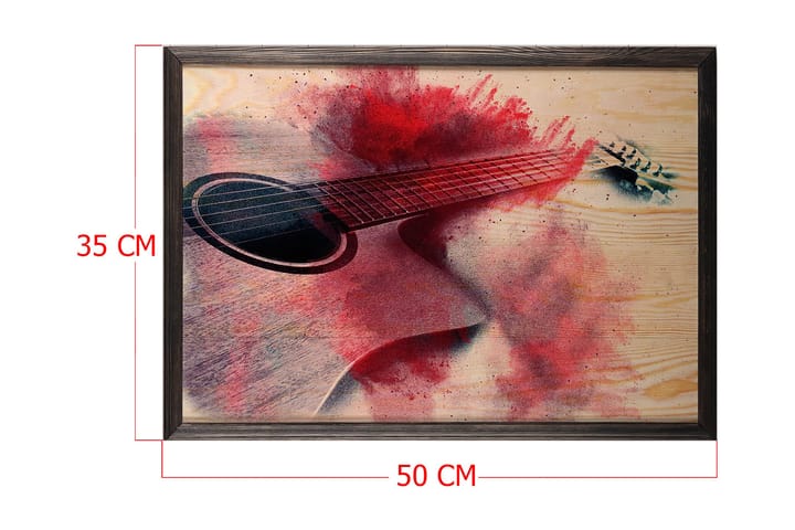 Red Splashed Guitar Kuvitius Punainen/Beige - 50x35 cm - Sisustustuotteet - Taulu & taide - Juliste