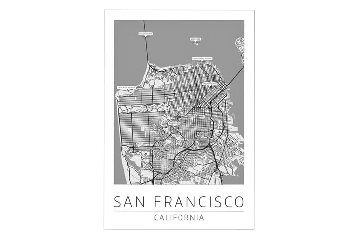 San Francisco Kaupunkikartta Juliste - 50x70 cm - Sisustustuotteet - Taulut & taide - Julisteet