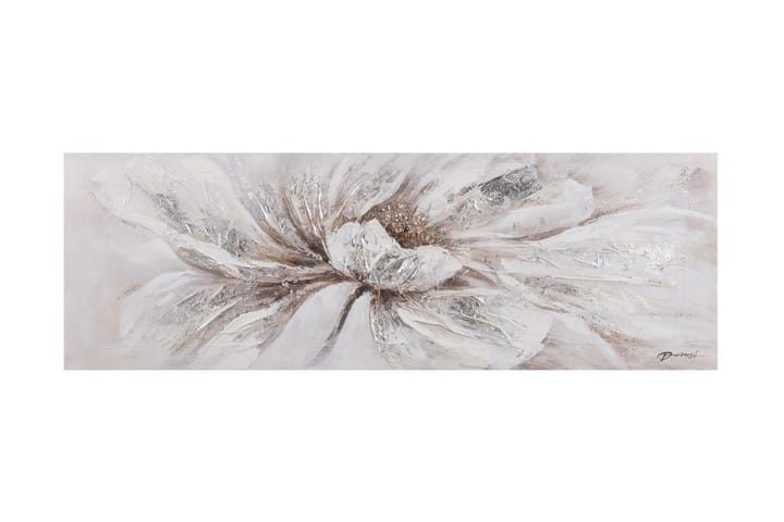 Öljymaalaus 50x150 cm, valkoinen kukka - Sisustustuotteet - Taulut & taide - Canvas-taulut