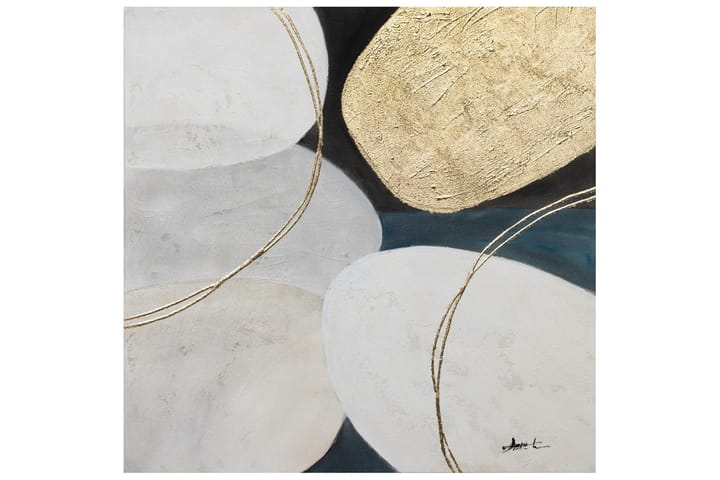Öljymaalaus 70x70 cm Kulta/Valkoinen - Kodintekstiilit & matot - Matto - Moderni matto - Nukkamatto