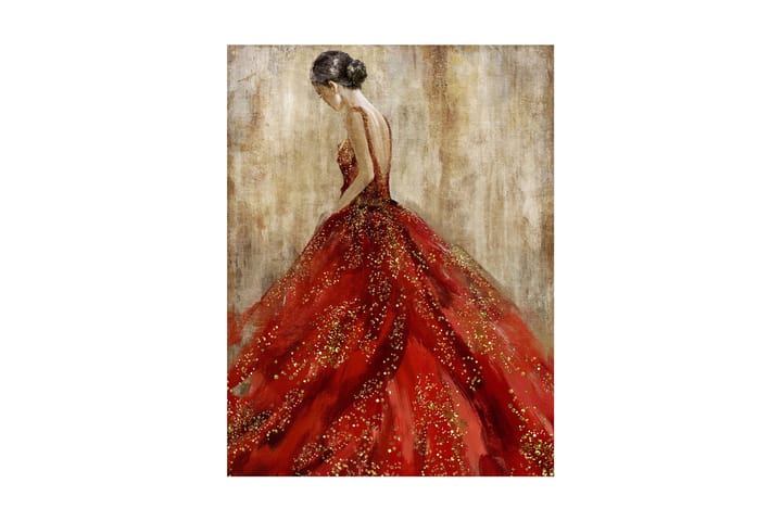 Öljymaalaus Silvery 60x80 cm, nainen punaisessa mekossa - Kodintekstiilit - Vuodevaatteet