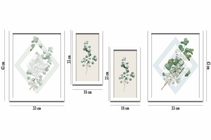 Taulu Floral kehyksellä 4-pak Monivärinen - 33x43 cm - Sisustustuotteet - Taulu & taide