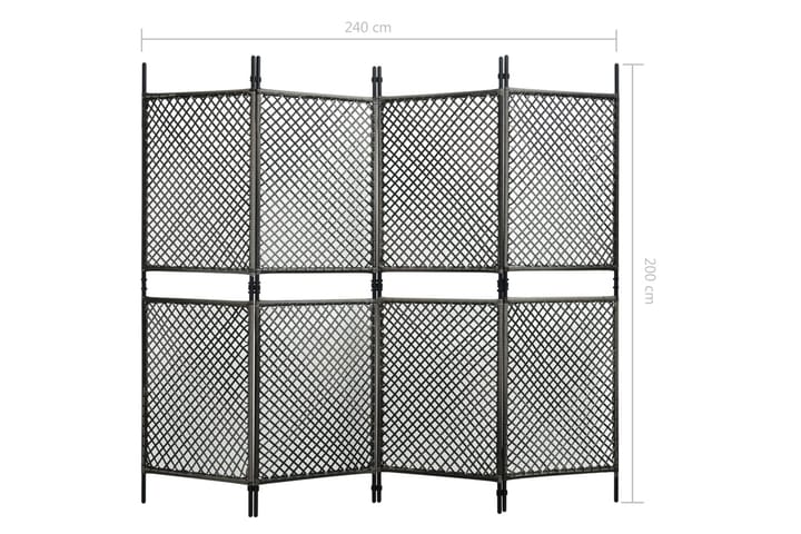 4-Paneelinen tilanjakaja polyrottinki 240x200 cm antrasiitti - Sisustustuotteet - Tilanjakajat & sermit
