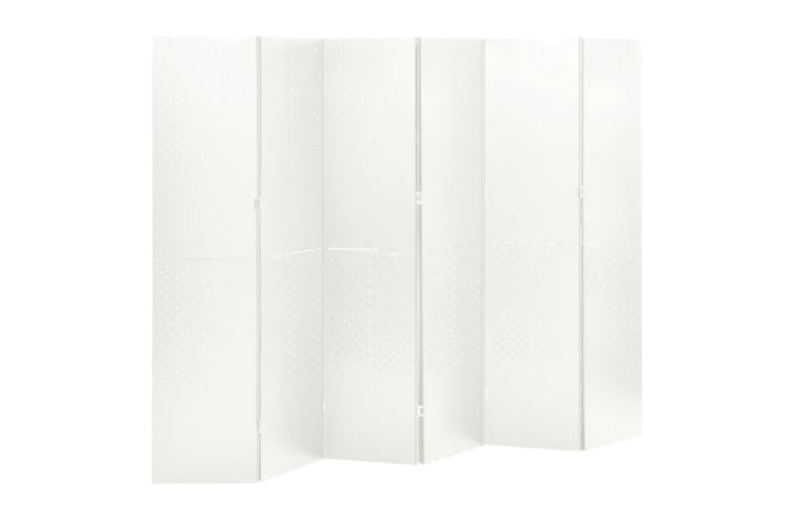 6-Paneelinen Tilanjakaja 240x180 cm valkoinen teräs - Sisustustuotteet - Tilanjakaja & sermi