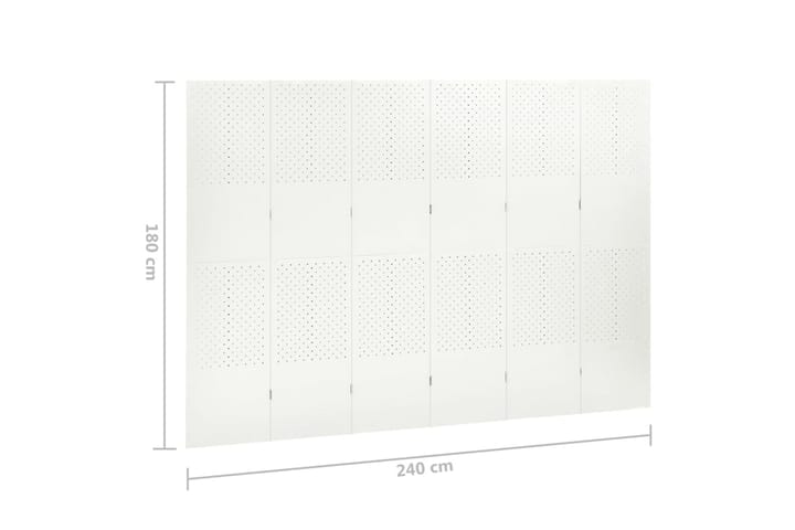6-Paneelinen Tilanjakaja 240x180 cm valkoinen teräs - Sisustustuotteet - Tilanjakajat & sermit
