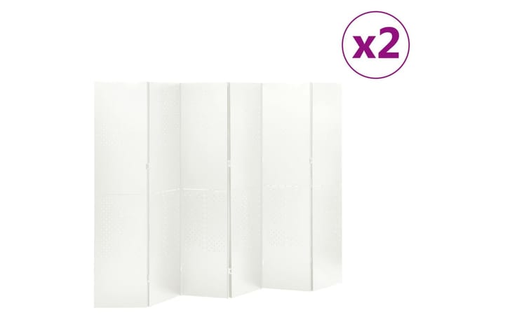 6-paneeliset tilanjakajat 2 kpl 240x180 cm valkoinen teräs - Valkoinen - Sisustustuotteet - Tilanjakajat & sermit