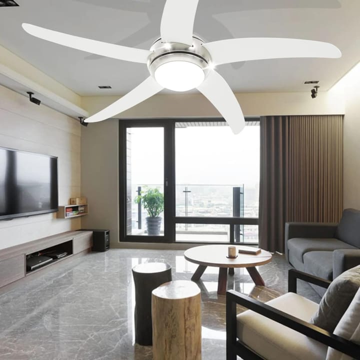 Koristeellinen kattotuuletin valolla 128 cm valkoinen - Valkoinen - Talo & remontointi - Ilmastointi - Tuuletin