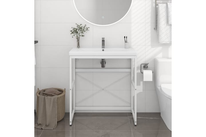 Kylpyhuoneen pesualtaan kehys valkoinen 79x38x83 cm rauta - Valkoinen - Talo & remontointi - Keittiö & kylpyhuone - Kylpyhuone - Pesualtaat - Pesuallas