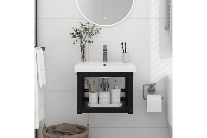 Seinäkiinnitettävä pesualtaan kehys musta 40x38x31 cm rauta - Musta - Talo & remontointi - Keittiö & kylpyhuone - Kylpyhuone - Pesualtaat - Pesuallas