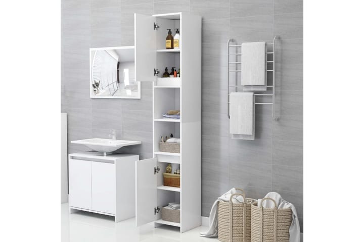Kylpyhuonekaappi valkoinen 30x30x183,5 cm lastulevy - Talo & remontointi - Keittiö & kylpyhuone - Kylpyhuone - Kylpyhuonekalusteet - Kylpyhuoneen säilytys