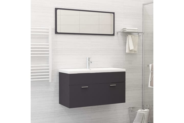 2-osainen kylpyhuoneen kalustesarja harmaa lastulevy - Harmaa - Talo & remontointi - Keittiö & kylpyhuone - Kylpyhuone - Kylpyhuonekalusteet - Kylpyhuonekaapit
